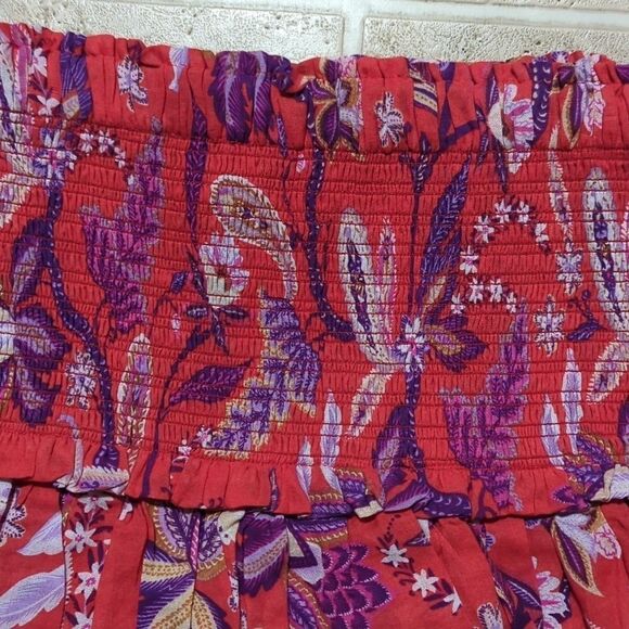 SUNDRY- REDFLORAL TIEREDSKIRT CHERRY sz 1/S - Picture 4 of 8